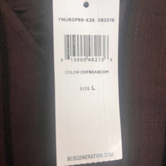 BCBGENERATION SZ L Brown And Black Striped Cold Shoulder Shift Dress - Picture 8 of 8